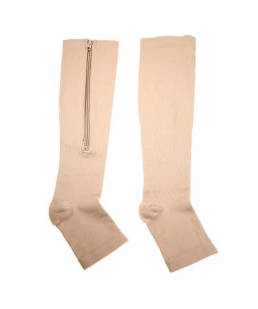 Zipper compression socks support stockings Waden compression stockings Wadenh he Open toe area circulatory promotion for running fitness nurses varicoseademic edema swollen xxl-beige