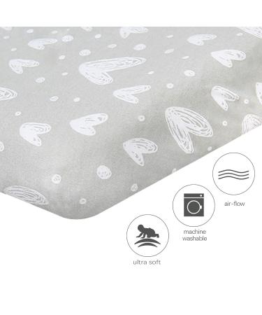 Soft Jersey Cotton Pack n Play Fitted Sheet 2 Pack - White & Grey, Unisex Mini Crib Sheets - Buy Online on GoSupps.com