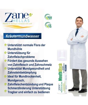 Zane Hellas Oregano Daily Mouthwash - Herbal Solution for Gingivitis Plaque Dry Mouth & Bad Breath - 100% Alcohol & Fluoride Free - 2 fl. oz (60 ml) - Buy Online on GoSupps.com