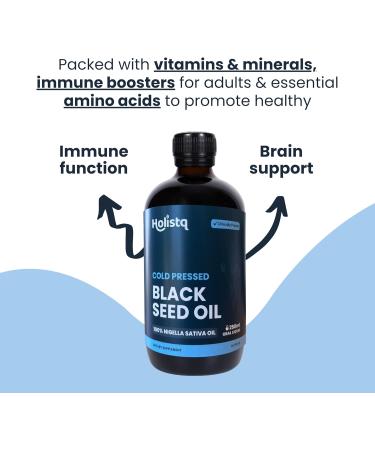 Holistq Black Cumin Seed Oil 250ml - Cold Pressed Nigella Sativa Oil for Immune Support & Joint Health | Vegan Omega 3 6 9 Supplement - Buy Online on GoSupps.com