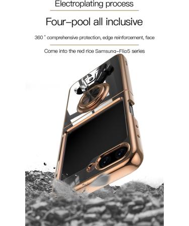 Buy Tivenfezk Nadoli for Samsung Galaxy Z Flip 5 - Ultra Thin 360 Ring Stand Scratch-Resistant Soft Silicone Case Black - Buy Online on GoSupps.com