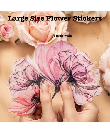 LakoArt 80-Piece Large Transparent Waterproof Flower Stickers Set - Decorative Floral Vinyl Decals for Planner, Scrapbook, Aesthetic Room Decor - Ideal for Bullet Journals, Collage & More - Buy Online on GoSupps.com