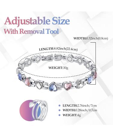 Jecanori Titanium Steel Magnetic Bracelets and Rings Set for Women with Ultra Strength Magnets - LH-Colorful | Includes Removal Tool and Gift Box - Buy Online on GoSupps.com