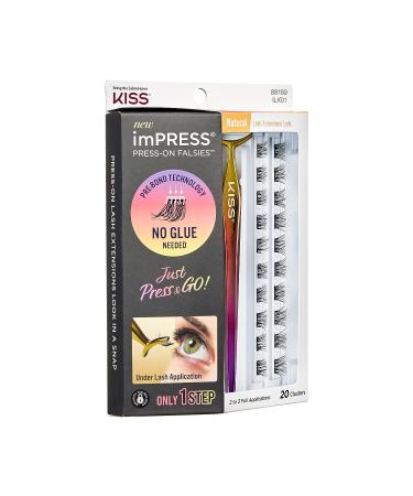 KISS imPRESS Press-On Falsies Eyelash Clusters Kit - Natural Black, Fuss-Free with Invisible Band - 24 Hours Flawless Wear, No Damage or Sticky Residue - Quick & Easy Application for Gorgeous Look - Buy Online on GoSupps.com