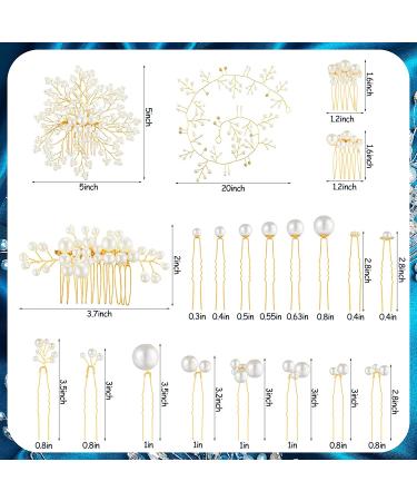 Elegant Wedding Hair Comb Set with Faux Pearl and Crystal Accents - 44 Pieces - Buy Online on GoSupps.com