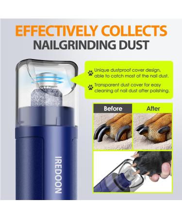 IREDOON PROFI CALL SHIRE - Silent 3-Course Claw Grinder for Dogs with LED Lights | Rechargeable Pet Nail Trimmer for Large Medium & Small Dogs - Blue - Buy Online on GoSupps.com