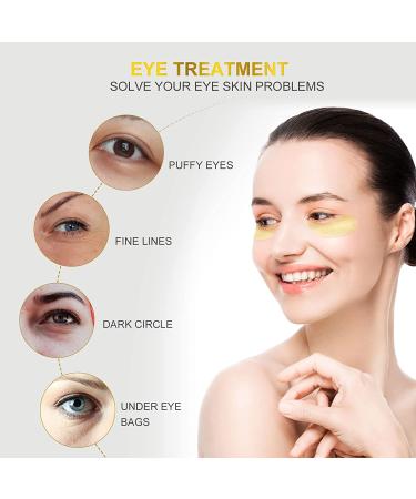 Fivewan 24k Gold Under Eye Patches - 60 Pcs Anti-Aging Eye Mask with Collagen & Hyaluronic Acid for Dark Circles, Puffiness, and Wrinkles - 30 Pairs - Buy Online on GoSupps.com