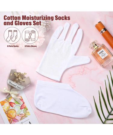 Moisturizing Socks and Gloves Set - 6 Pairs Spa Socks & White Gloves for Dry Hands - Unisex Moisturizing Gloves & Socks Combo - Buy Online on GoSupps.com