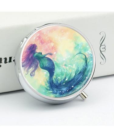 Mermaid Tail Pill Box - 3 Compartment Decorative Metal Organizer | Portable Travel Case for Medicine - Buy Online on GoSupps.com