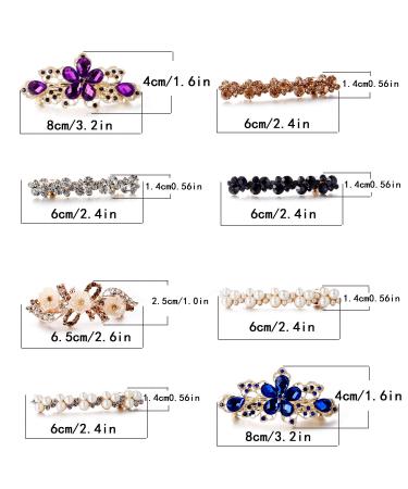 Minimalist CZ White Pearl Hair Clips with Champagne Brown Crystal Barrettes - Handmade Bridal Hair Accessories for Women and Teens - Buy Online on GoSupps.com