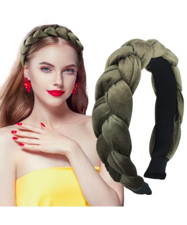 Clinity with a hair -ready braided headband wide hair band vintage padded hair ripe rockabilly fashion hair accessories headband for women and girls green - Buy Online on GoSupps.com