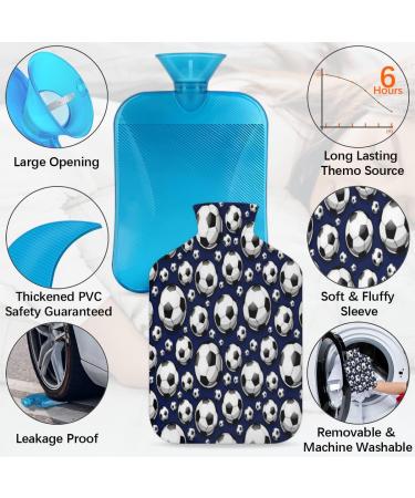 Football Heat Bottle with Fluffy Cover - 2L Hot Water Bottle for Kids Men & Women | Cozy Nights & Pain Relief - Buy Online on GoSupps.com