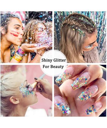 Hemoer Dark Green Holographic Chunky Glitter 100g | Craft Glitter for Resin Nails Body Art & Festivals - Buy Online on GoSupps.com