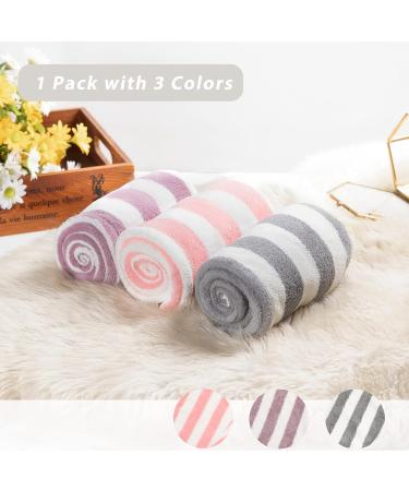 Good Nite 3 Pack Microfibre Hair Drying Towel Wrap Super Absorbent Twist with Buttons Dry Hair Turbans for Women Girl Wet Hair 65 x 25cm Large Stripes - Buy Online on GoSupps.com