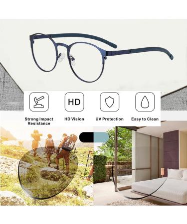 0.25 Photochromic Reading Glasses - Outdoor Sunglasses Round Metal Lightweight UV Filter Aspheric Lens 1.25+ 0.25x Blue - International Shipping Available - Buy Online on GoSupps.com
