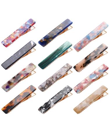 Acrylic Resin Hair Clip Alligator Bobby Pins Hairpin Hair Accessories Hair Barrettes for Women Girls Hair Accessories Birthday Christmas Valentines Day Gifts(12Pcs)