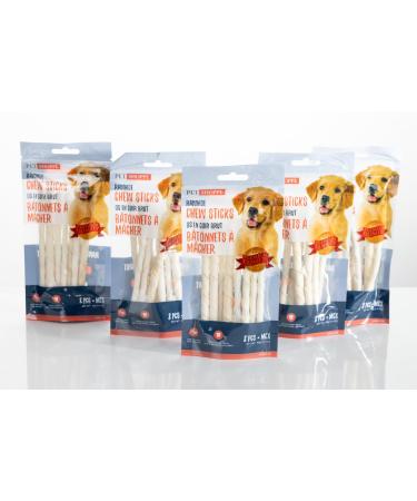 Pet Shoppe 5 Packs Rawhide Chew Sticks White 100% Natural Treats Supports Dental Puppy and Small Dogs Unflavored1 8 count (Pack of 5)