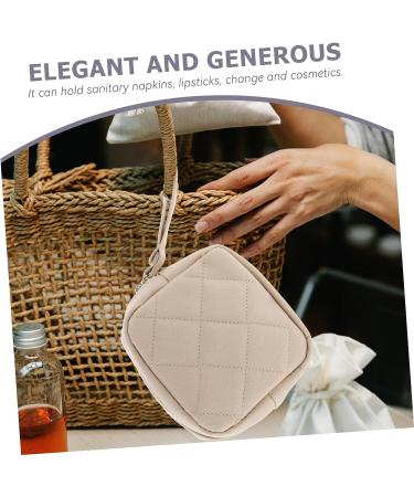 Lurrose Leather Bracers Daily Use Period Bag Napkin Organizer Beige 13x13cm - Buy Online on GoSupps.com