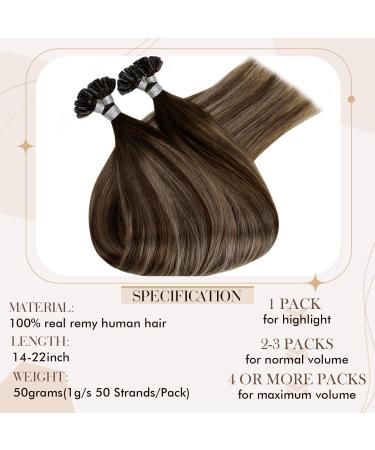 Buy Hetto Real Hair Extensions - Balayage Bondings Remy Hair in Dark Brown & Ash Blonde #4/18/4 - 40cm 50g 16 Inch - Buy Online on GoSupps.com