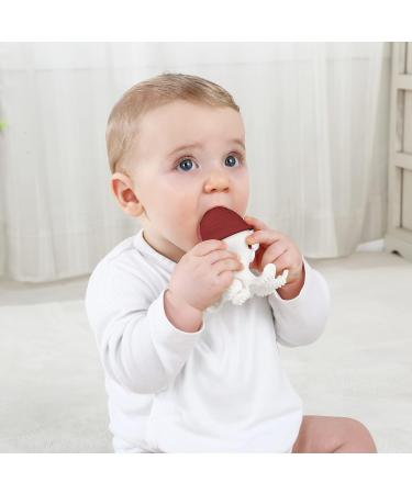 M mbella 8121 Teething Ring - Silicone Octopus in Fireplace Red | Safe Soft & Soothing for Babies - Shop Internationally! - Buy Online on GoSupps.com