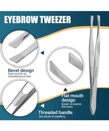 LIGUSTRUM Silver Tone Stainless Steel 3.5 Inch Tweezers for Eyebrows - Buy Online on GoSupps.com