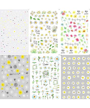 12 Sheet 3D Flower Nail Art Stickers - Self-Adhesive Decals for DIY Nail Design - Sunflower, Small Daisies, Mix Flowers - Decoration Accessories for Girls - Buy Online on GoSupps.com