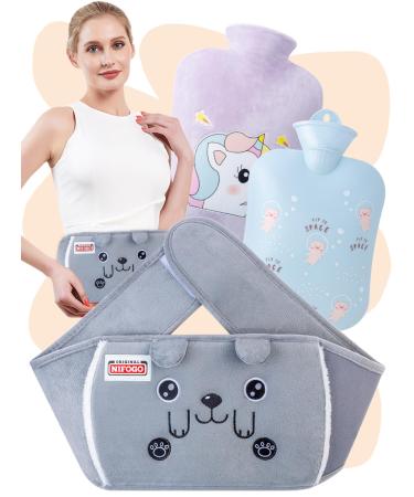 Heat bottle belt heat bottle with cover 1.3l Nifogo hot water bottle large with a soft waist cover hot water bottle for neck shoulder back legs Taille 1.3l gray green dog