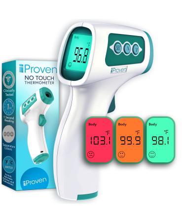 Infrared Forehead Thermometer for Adults, Kids and Babies, Touchless iProven Thermometer, 1sec Instant Accurate Readings, Easy To Use, 3 in 1 Thermometer with Fever Alarm, Silent & Memory Mode Green