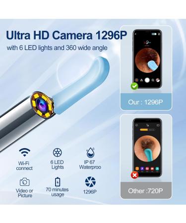 Premium Ear Wax Removal Kit with Camera 1296P HD 9 Ear Picks & 8 Tools Wireless & Waterproof Compatible with iPhone iPad Android - Buy Online on GoSupps.com