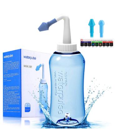 Darate Neti Pot Sinus Rinse Bottle 500 ML Nose Wash Cleaner Pressure Rinse Nasal Irrigation for Adult & Kid BPA Free with Sticker Thermometer (500ml) 16.91 Fl Oz (Pack of 1)