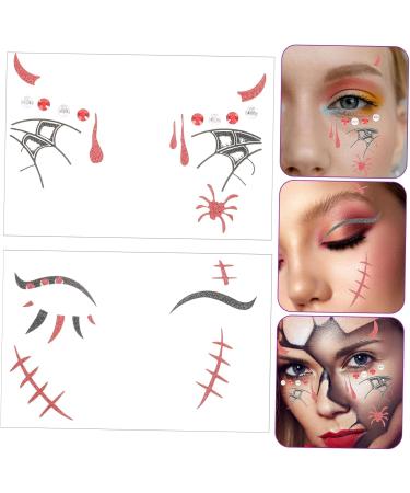 COHEALI 2 Sheets Halloween Decorations Halloween Prank Costume Halloween Eye Halloween for Face Fake Face Stickers Halloween Body Rhinestones Eye Shadow - Buy Online on GoSupps.com
