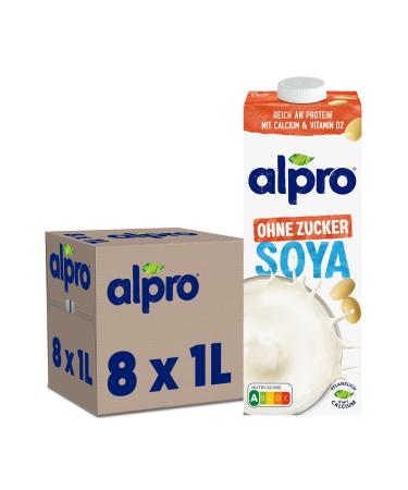 Alpro Sojabrink - vegan and milk -free - naturally lactose -free and low -fat - rich in vegetable proteins contains calcium and vitamins - 8 x 1 l - durable