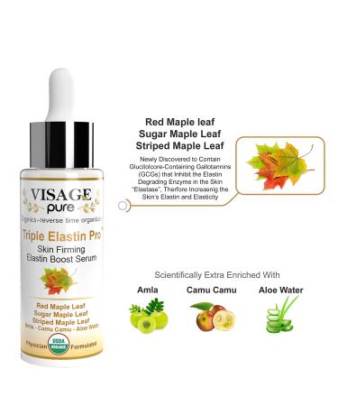 Visage Pure Triple Elastin Pro Face Serum - Skin Firming & Elasticity Boost - USDA Organic - Physician Formulated - Buy Online on GoSupps.com