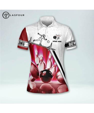 LASFOUR Custom Pink 3D Heartbeat Bowling Shirts for Women - Buy Online on GoSupps.com