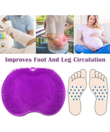 Simuer Foot Scrubber Cleaner Massager - Silicone Exfoliating Bath Mat for Dead Skin - Non-Slip with Suction Cups | Improves Foot Circulation & Reduces Pain - Purple - Buy Online on GoSupps.com
