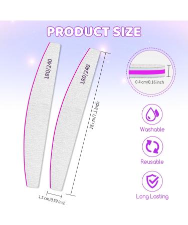 Professional 180/240 Grit Nail Files - 12 Double-Sided Nail Files for Natural Nails | Ideal for Nail Studios - Buy Online on GoSupps.com
