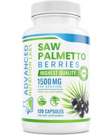 SawAdvanced Nutrition Labs Palmetto Berries & Extract - 1500 mg Saw Palmetto Supplement for Men & Women - DHT Blocker for Hair Growth, Prostate Support & Urinary Health - 120 Vegan Capsules - Buy Online on GoSupps.com