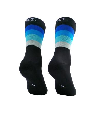 PERRO LOCO CLOTHES compression cycling socks with reinforced forefoot area limited edition 46-48 Black Blue