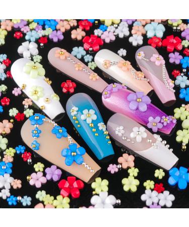 Colorful 3D Nail Art Flowers Set #5 with Caviar Beads, Rhinestones, Pearls - DIY Manicure Kit for Women & Girls - Buy Online on GoSupps.com