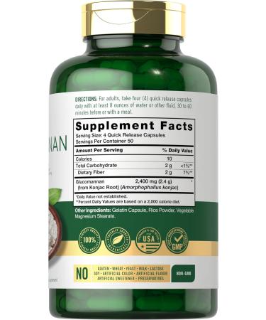 Glucomannan Capsules 200 Count | Soluble Fiber Pills | Non-GMO Gluten Free Supplement by Carlyle - Buy Online on GoSupps.com