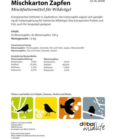 Buy DoBar 24104e Premium Bird Feed Mix | High-Quality Fat-Filled Pine Pins for Wild Birds - All-Year Garden Feed - 8 Large Packs - Buy Online on GoSupps.com