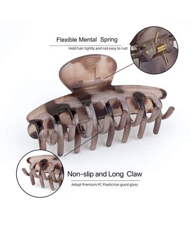 3 PCS Big Hair Claw Clips 3.8 Inch - Nonslip Durable Large Clips for Women - Fashionable Hair Accessories for Thick and Thin Hair - Strong Hold Barrettes in Black/Brown Leopard/Light - Buy Online on GoSupps.com