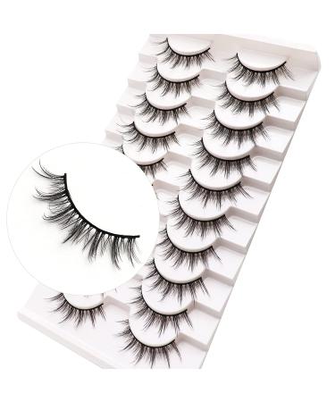 Losha Manga Lashes Fluffy Faux Mink Lashes Natural Look 10 Pairs Asian False Eyelashes Pack Look Like Individual Clusters| 6D75 Cotton Band Lashes-Manga lashes-6D75 - Buy Online on GoSupps.com