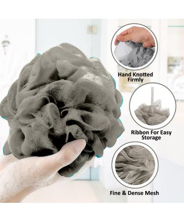 Valby Loofah Exfoliating Bath Sponge Shower Puff Body Poufs Shower Sponge Shower Scrunchie Set of 2 Body Scrubbers (Grey/Mint) - Buy Online on GoSupps.com