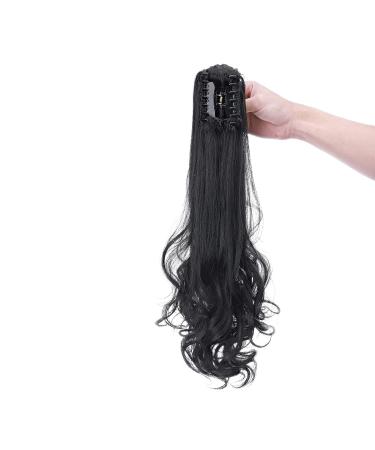 Clip In Ponytail Braid Hair Extension - 45cm Dark Black Claw-On Straight to Wavy Hairpiece - Buy Online on GoSupps.com