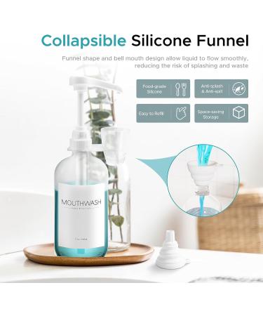 Buy Oylik Mouthwasher - Refillable Transparent Bathroom Glass with Cup Holder & Pump - 480ml - Includes Funnel & Label - Buy Online on GoSupps.com
