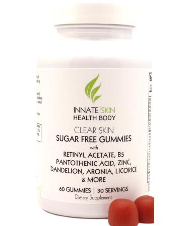 Clear Skin Acne Gummies - Acne Supplements for Teens & Adults Hormonal Acne Treatment with Pantothenic Acid & Antioxidants Vitamins for Hormonal & Cystic Acne 60 Count