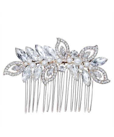 Wedding Hair Combs  Crystal Bride Bridesmaid Hair Side Comb Pearl Rhinestone Hair Clips  Crystal Flower Hair Pins Hair Accessories for Women Girls TypeN