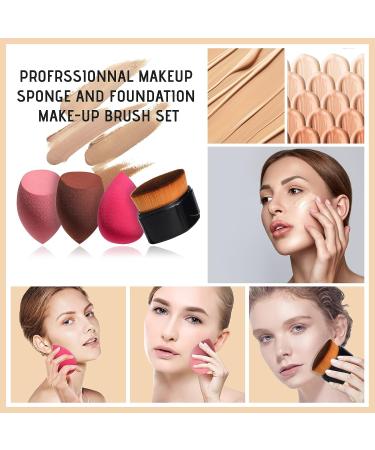 BS-MALL Foundation Makeup Brush Set with 3 Makeup Sponges - Synthetic Powder Cream Cosmetics Brushes for Face Magic Makeup - Buy Online on GoSupps.com