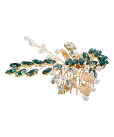 Housoutil Silver Leaf Tiara Rhinestone Headpiece Bridal Hair Accessories for Women Hair Accessories for Girls Womens Headpiece European and American Rhinestones Bride Hair Comb